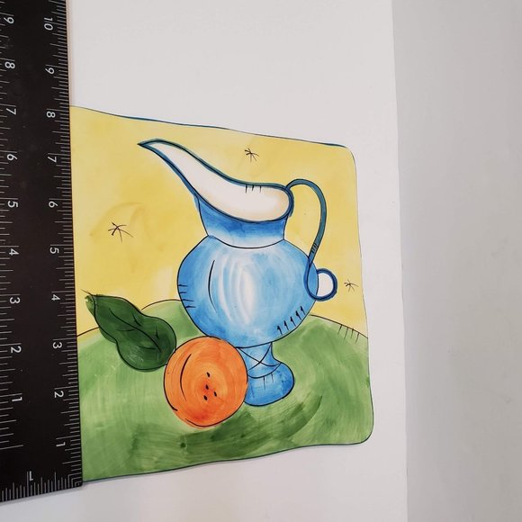 Julia Junkin Studio Ceramic Trivet, Cheese Board, Tile Wall Hanging, Oranges - Picture 5 of 5